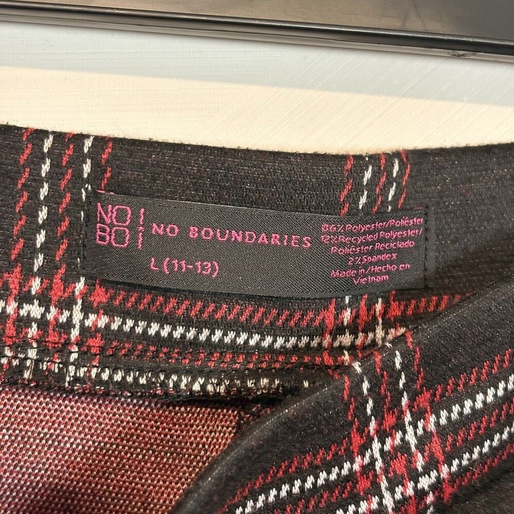 No Boundaries Size L Plaid Flare Leg Pull On Pants Legging Check Grunge Academia - Picture 3 of 8